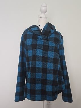The North Face Blue and Black Buffalo Plaid Pullover Hoodie